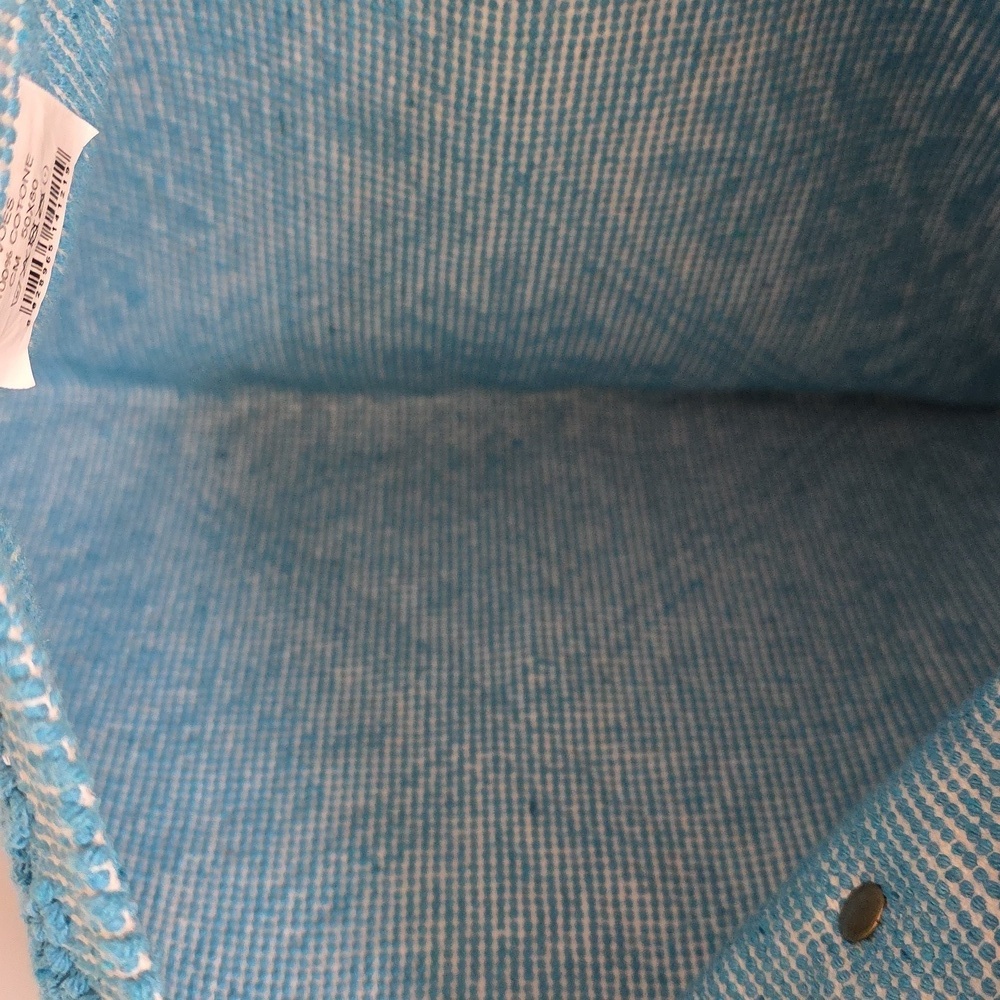 Turquoise Blue and White Tapestry Tote - Picture 7 of 9